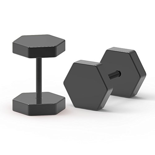 Feramox Stainless Steel Mens Womens Stud Earrings Set Ear Piercing Plugs Tunnel Punk Style(Hexagon 7MM) - Thumbnail 5