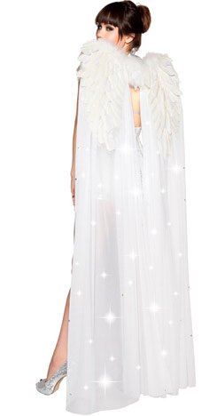 Roma Costume White Double Layer Wings With Rhinestones