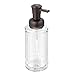 mDesign Round Plastic Refillable Foaming Hand Soap Dispenser Pump Bottle for Bathroom Vanities, Powder Rooms, Kitchen Sink, Countertops - Baja Collection - 2 Pack - Clear/Bronze