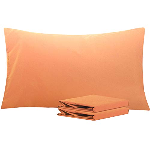 NTBAY Microfiber Plain Pillowcases, 2 Pack Soft Anti Wrinkle and Stain Resistant Envelope Closure King Pillow Cases, 50x90 cm, Pale Orange — image 1