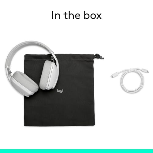 Logitech Zone Vibe 100 Lightweight Wireless Over Ear Headphones with Noise Canceling Microphone, Advanced Multipoint Bluetooth Headset, Works with Teams, Google Meet, Zoom, Mac/PC - Off White