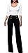 LKOUS Women's Stretchy High Waisted Wide Leg Button-Down Pants (S, 26-BK)
