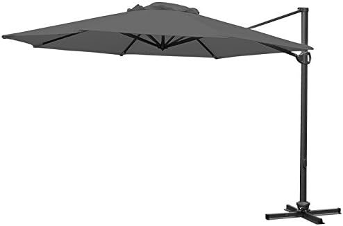Nova - Deluxe 3.5m Round Aluminium Metal Outdoor Garden Patio Umbrella Sun Shade Crank Operated Cantilever Parasol with Tilt Function - Grey