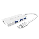 USB C Hub, SmartOmi Portable Aluminum USB 3.0 Type C Hub with 3 USB 3.0 Ports for USB Type-C Devices, any PC with type-C - Silver