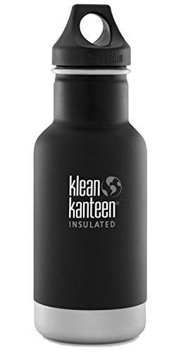 Klean Kanteen Vacuum Insulated Stainless Steel Bottle With Loop Cap,12 oz,Shale Black