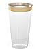 50 Gold Plastic Cups | 16 Oz Clear Plastic Cups | Gold Rimmed Cups | Old-Fashioned Tumblers | Fancy Disposable Wedding Cups With Gold Rim | Elegant Party Supplies For Holiday and Occasions [DRINKET]