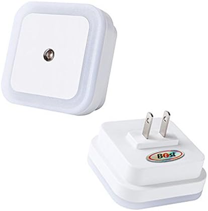 B1ST LED Night Light 0.5W Plug in Lamp with Smart Auto ON/OFF Sensor Soft Brightness for Kids Baby Nursery Bedroom Square White Pack of 2