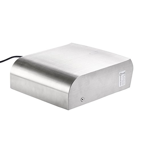 TCBunny Super Quiet Automatic Electric Hand Dryer Commercial High Speed 95m/s, Silver, Instant Heat & Dry