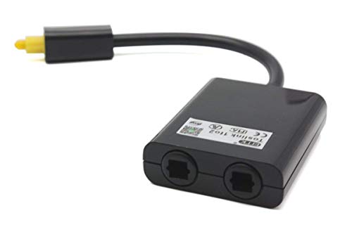 C-zone Black 2 Way Digital Toslink Optical Fiber SPDIF Audio Y Splitter 1 to 2 Cable Adapter DVD CD