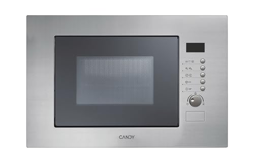 Candy MIC20GDFX Ingebouwde magnetron met kwartsgrill, 20 liter, 800 W, 8 vermogensniveaus, ontdooifunctie, 34,3 x 59,5 x 38,8 centimeter, roestvrij staal [Energieklasse A]