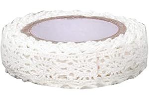 1 Roll 1.7m Lace Trim Ribbon Tape Self-Adhesive Decorative Lace Fabric Washi Tapes Striping Masking Tapes Decorative Sticker 