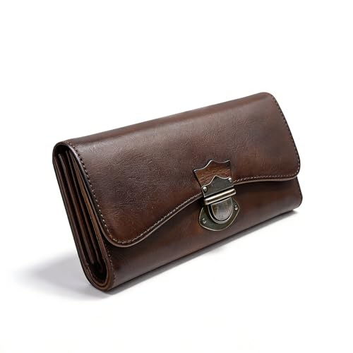 LETEULO Women's Wallet Cowide Leather Long Section Coffee — image 1