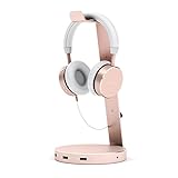 Satechi Aluminum USB Headphone Stand Holder with 3 USB 3.0 Ports & 3.5mm AUX Port - Universal Fit - Bose, Sony, Beats, JBL, Panasonic, AKG, Audio-Technica, Sennheiser, Shure and more (Rose Gold)