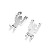 2Pcs Portable Stainless Steel Human Shape Over Cabinet Drawer Door Hook Hanger Holder Well Made Easy to Use - Silver