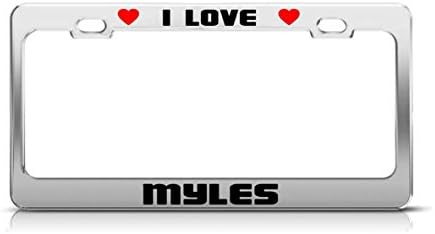 KSLIDS I LOVE MYLES Boy Girl First Name License Plate Frame Tag Holder