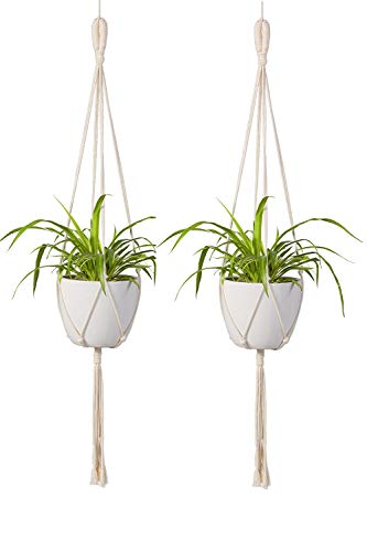 image for TIMEYARD Macrame Plant Hanger 2Pcs Indoor Outdoor Wall Hanging Planter
