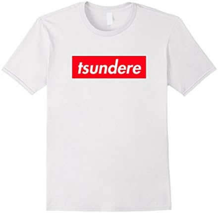 Mens Tsundere Red Box Logo Japanese T-shirt Medium White