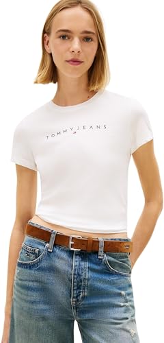 Camiseta de Manga Corta Mujer Linear Slim Fit, Blanco (Ecru), M