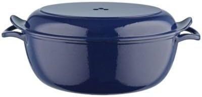 Lakeland 30cm Midnight Blue Cast Iron Oval Casserole with Bake Lid (4.9L)