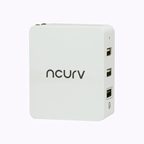 NCURV Quick Charge 2.0 - 3 Ports USB Wall Charger - Compatible with Apple iPhone 6, Samsung Galaxy S7, Android, Tablets & More - Qualcomm Certified - AC Wall Charger
