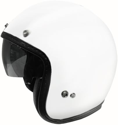 Zoan 3/4 Retro Gloss White Open Face DOT Motorcycle Helmet w/ Sun Visor X-Large