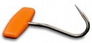 Barr Brothers 3-3/8" Meat Hook with Flat Handle from Dexter - Ultrasource Safety Orange Handle - Stainless Steel Hook - USA Made