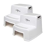 Child Step Stool (2 Pack), 2 Step Stool for Kids, Sturdy Plastic Step Stool for Kids Sink Use & Toilet Training, Toddler Step Stool Bathroom & Kitchen, Slip Resistant Dual Step Children Step Stools