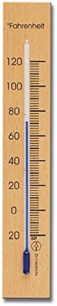HOKCO Analog Indoor Wall Thermometer Solid Beech Wood 6.75 inch