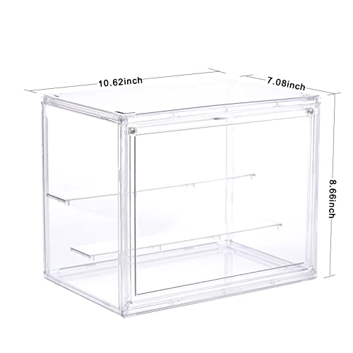 MESISEPHELE Clear Display Case Bread Box for Kitchen Countertop, Transparent 2 Tier Display Shelf Cake Cupcake Bread Storage Container Pantry Bakery Keeps Fresh for Pastry Donut Bagel Muffins Rolls