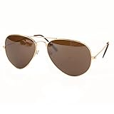 UB Classic Aviator Sunglasses: Gold Frame with Brown Reflective Lens