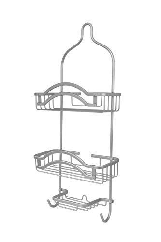 Inspired Living Shelf Organizer Rack: Rust-Proof shower-caddies, Brighton, MATTE ALUMINUM