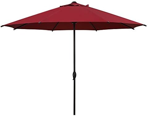 Amazon Com Abba Patio 11ft Patio Umbrella Outdoor Umbrella Patio Market Table Umbrella With Push Button Tilt And Crank For Garden Lawn Deck Backyard Pool Red Garden Outdoor