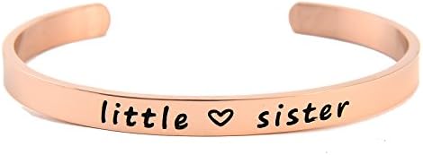 Liuanan 3pcs Sister Love infinity Cuff Bangle, Personalise Stainless Steel Bridesmaid Friendship Bracelets Gift for Family Women Girl (RoseGold-Lit Sis)