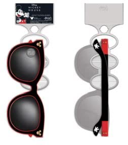 Photo 1 of Jerry Leigh Adult Black with Red Trim Mickey Mouse Sunglasses, Plastic Glasses Disney Accessories for Men and Women, One Size