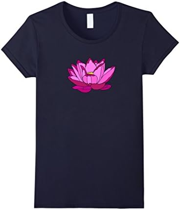 Womens Pink Lotus Blossom Flower Shirt Om Meditation Nature Zen Large Navy
