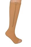 2 Pair Open Toe Knee Length Zipper Up Compression Hosiery Calf Leg Support Stocking