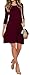 VIISHOW Women's Casual Plain Simple T-shirt Loose Pocket Dress With Pockets Wine red M