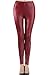 Swtddy Women's Girls Sexy Faux Leather Tights Slim Thin Leggings Pants (M, Wine red)
