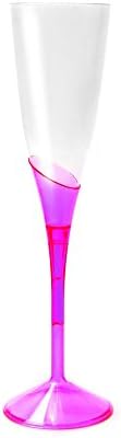 Topenca Supplies Party Plastic Deluxe Champagne Flutes 4.7 oz, 144 Units per Box - Fuchsia