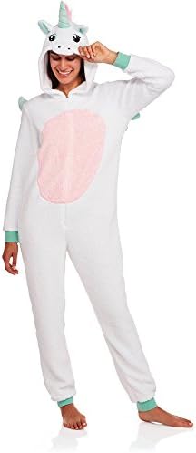 Womens White, Hooded Unicorn Union Suit Blanket Sleeper Size XL
