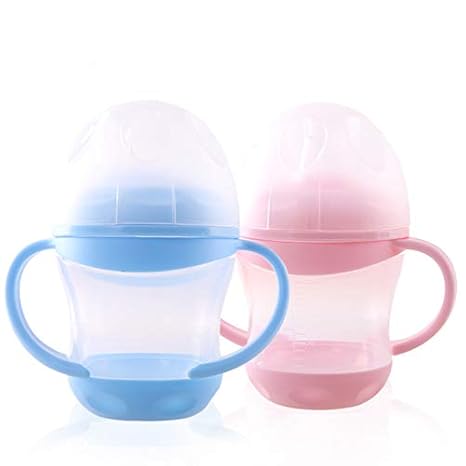 Kidzvilla Infant PP Water/Juice Training Gravity Sipper Cup with Handles, 160ML (Pink)