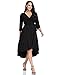 GRAPENT Women's Plus Size Solid V Neck Knee Length 3/4 Sleeve Hi Lo True Wrap Dress