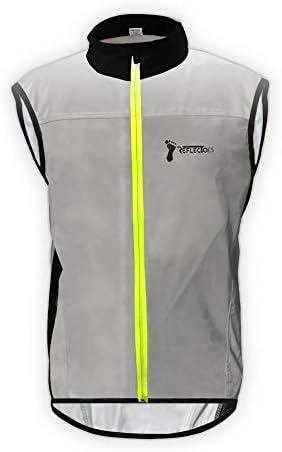 ReflecToes Reflective Windbreaker Vest for Running and Cycling. Lightweight and Durable Mens Jacket Designed with Intelligent Stretch Fabric and BioMotion Technology for Maximum Visibility