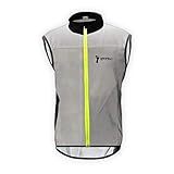 ReflecToes Reflective Windbreaker Vest for Running and Cycling. Lightweight and Durable Mens Jacket Designed with Intelligent Stretch Fabric and BioMotion Technology for Maximum Visibility