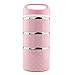 OSPARD Stackable Bento Box Leakproof Lunch Box for Kids School and Adult 43 Ounces (Pink, 3 layer)