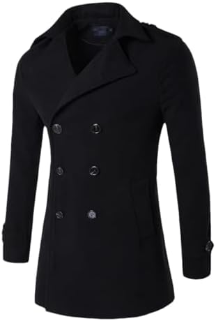 Lende Men's Trench Coat Winter Long Jacket Double Breasted