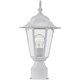 WISBEAM White Outdoor Post Light, Pole Lantern, E26 Base 60W Max, Aluminum Housing Plus Glass, Wet Location Rated, ETL Qualif