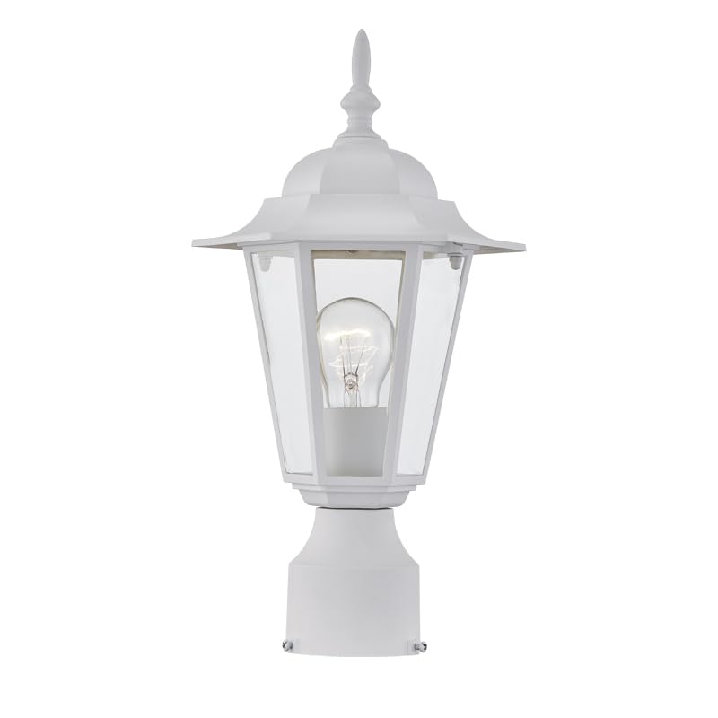 Photo 1 of WISBEAM White Outdoor Post Light, Pole Lantern, E26 Base 60W Max, Aluminum Housing Plus Glass, Wet Location Rated, ETL Qualified, Bulbs not Included, White