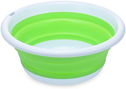 Collapsible Dish Tub,PerHomeAid Multi-purpose Lightweight Round Collapsible Wash Sink Basin,BPA-Free,Great for Home,Bathroom, Outdoor Camping Fishing(Blue)