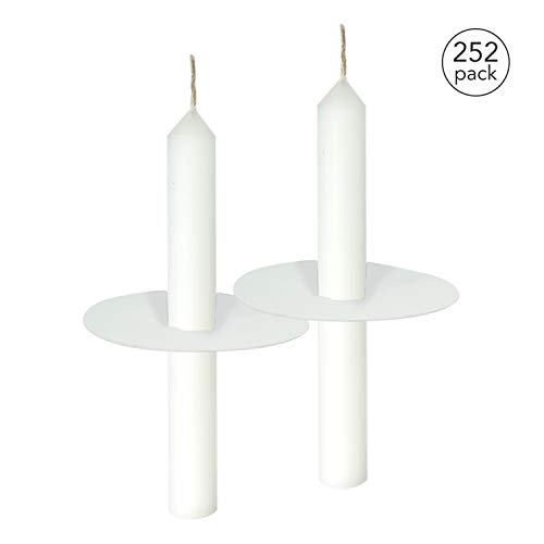 Simply Soson 252 Vigil Candles with Drip Protectors for Devotional Candlelight Vigil Service, Box of 252 Candles, Unscented White 5" H X 5/8" D | Unscented | No Smoke Code 2349